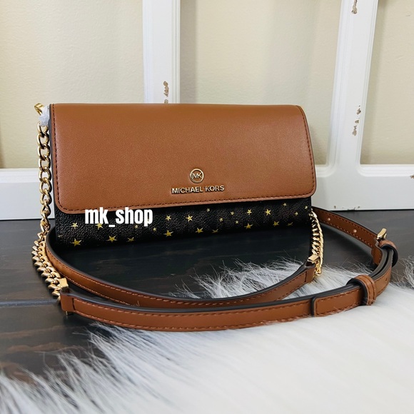 Michael Kors Jet Set Charm Star Print Large Wallet On A Chain Crossbody Bag - Picture 3 of 14